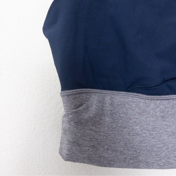 Lululemon Kick Serve Sweat Bra 6 Navy Heathered Slate Lemon Sleeveless Top - Picture 6 of 9